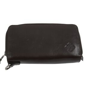Patricia Nash Dark Brown Leather Phone Wallet Crossbody Clutch Bag